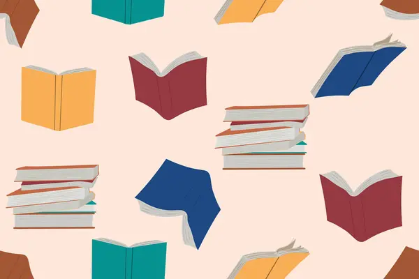Kusursuz kitap yatay arka planı. Uçan kitaplar. Okul bilgi kavramına geri çekilen el