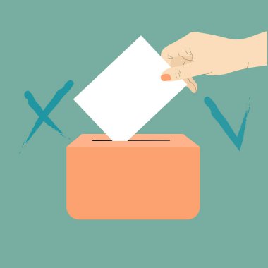 Oy sandığına el koyuyorum. Oylar 2024 'e. Siyaset, seçim, özgürlük, demokrasi, insan hakları kavramı. 