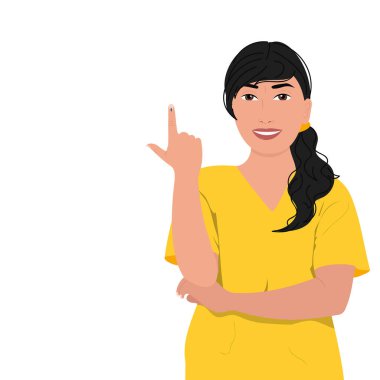 Hint seçim vektörü illüstratin. Mutlu kadın Hindistan 'ın oy işaretiyle el ele veriyor.