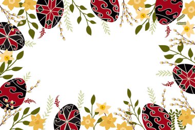 Paskalya yumurtası çerçevesi. Tatil vektör sınırı.