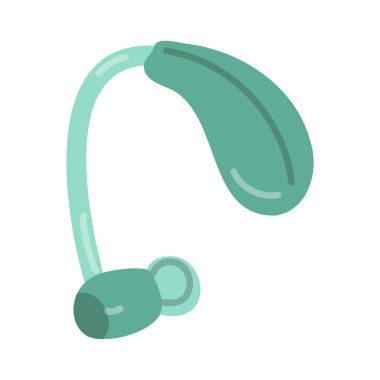 İşitme cihazı düz vektör çizimi. Duyma bozukluğu ve sağır toplum kavramı.