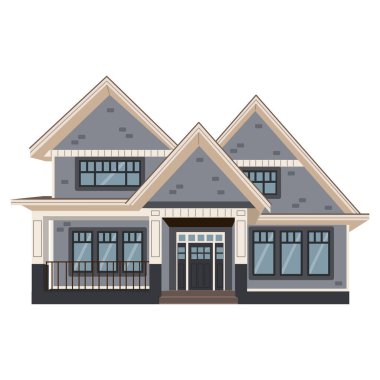 Beyaz arka planda izole edilmiş bir kulübe. Ön manzara. Düz Biçimli Görüntü