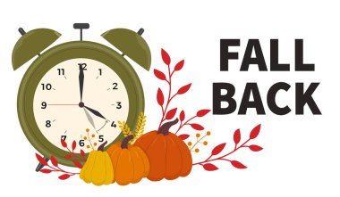 Saatlerinizi değiştirin. Balkabaklı alarm. El çizimi geri çekilme vektör illüstrasyonu