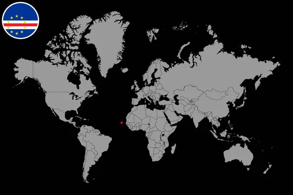 Pin Map Cape Verde Flag World Map Inglês Ilustração Vetorial — Vetor de Stock