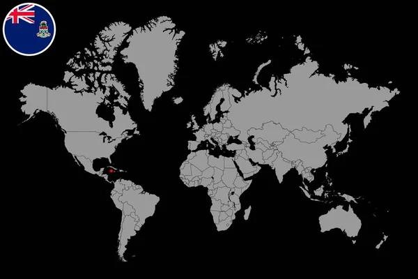 Пин Карта Флагом Каймановых Островов Карте Мира Векторная Иллюстрация — стоковый вектор