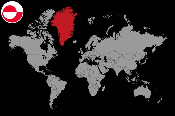 Pin Map Greenland Flag World Map Inglês Ilustração Vetorial — Vetor de Stock