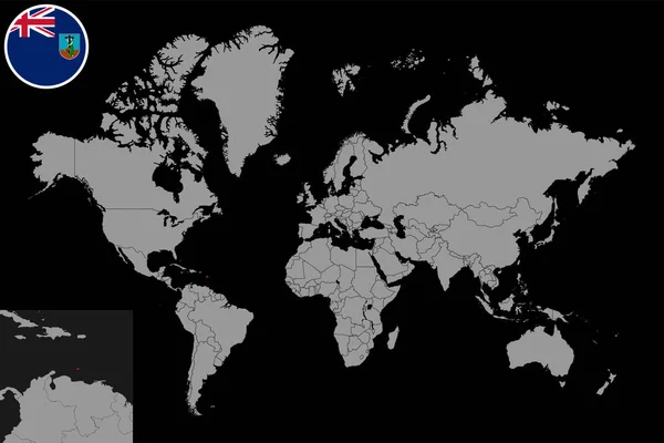 Pin Map Montserat Flag World Map Векторная Иллюстрация — стоковый вектор