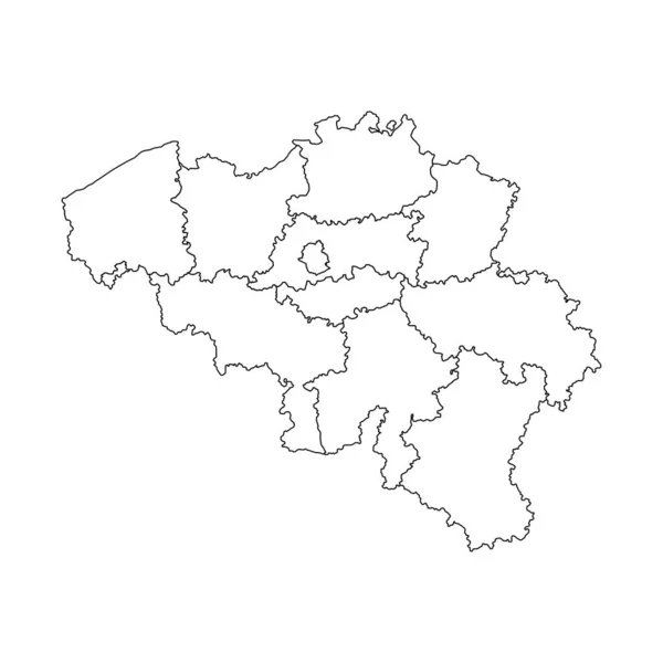 Belgien Karta Med Provinser Vektorillustration — Stock vektor