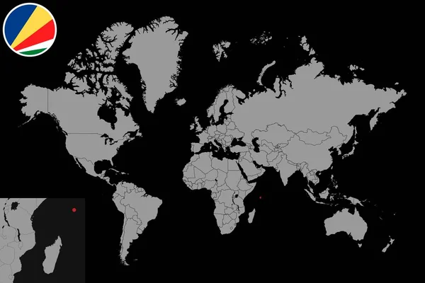 Pin Map Seychelles Flag World Map Векторная Иллюстрация — стоковый вектор
