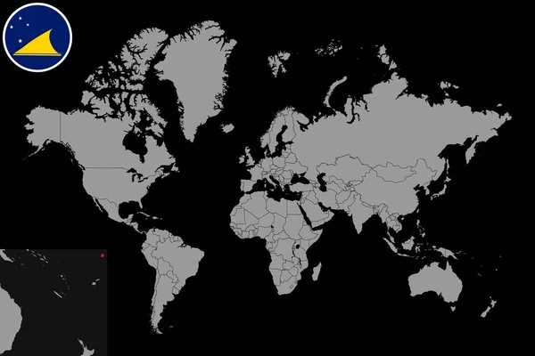 Pin Map Tokelau Flag World Map Векторная Иллюстрация — стоковый вектор