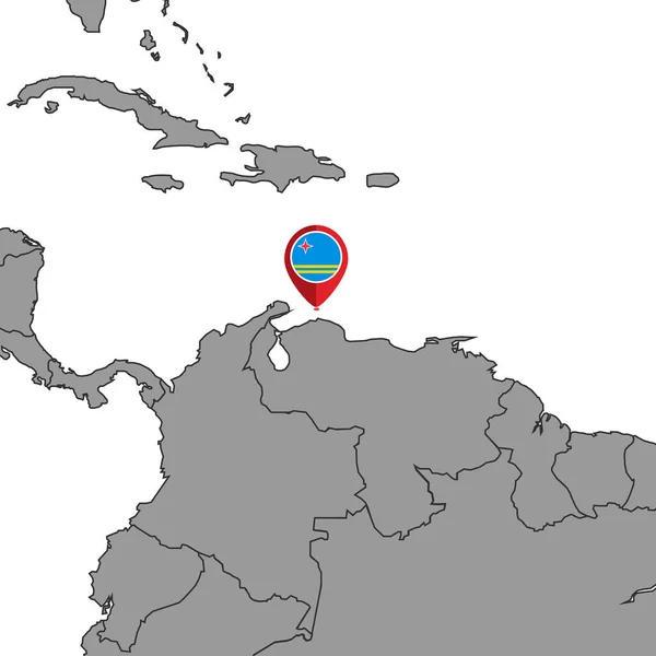 Mapa Pino Com Bandeira Aruba Mapa Mundo Ilustração Vetorial — Vetor de Stock