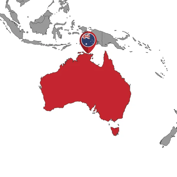 Mapa Pin Con Bandera Australia Mapa Del Mundo Ilustración Vectorial — Vector de stock