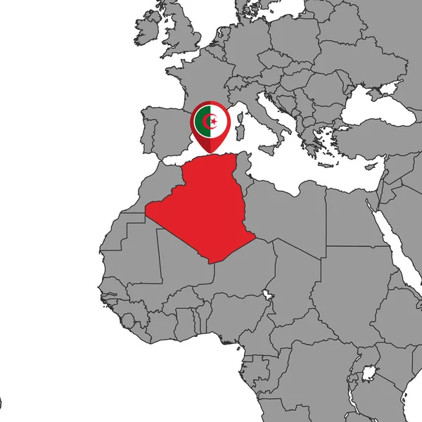 Pin Map Algeria Flag World Map Векторная Иллюстрация — стоковый вектор