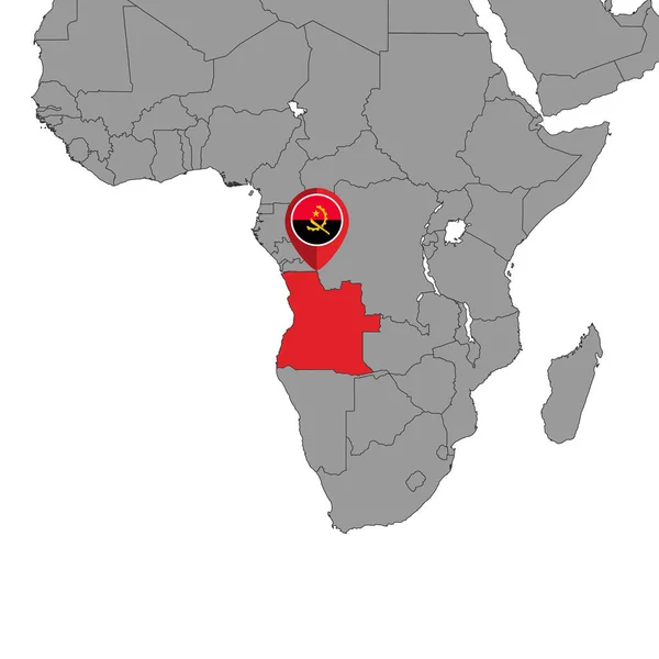Pin Map Com Bandeira Angola Mapa Mundo Ilustração Vetorial — Vetor de Stock