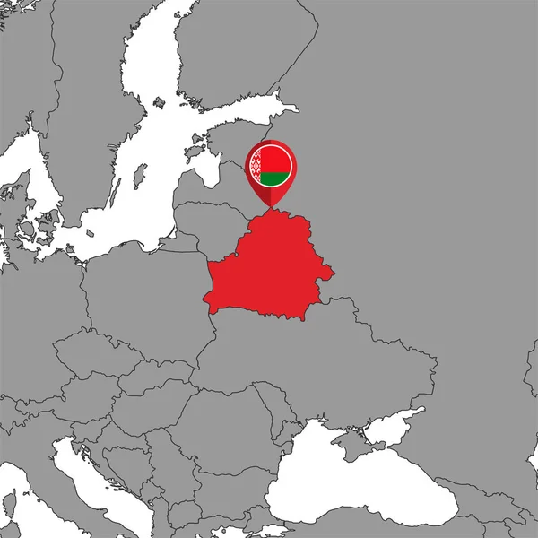 Mapa Szpilki Białoruską Flagą Mapie Świata Ilustracja Wektora — Wektor stockowy