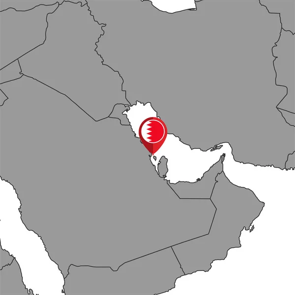 Pin Mapa Vlajkou Bahrajnu Mapě Světa Vektorová Ilustrace — Stockový vektor