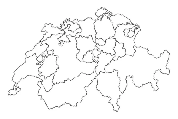 Zwitserland Kaart Met Kantons Vectorillustratie — Stockvector