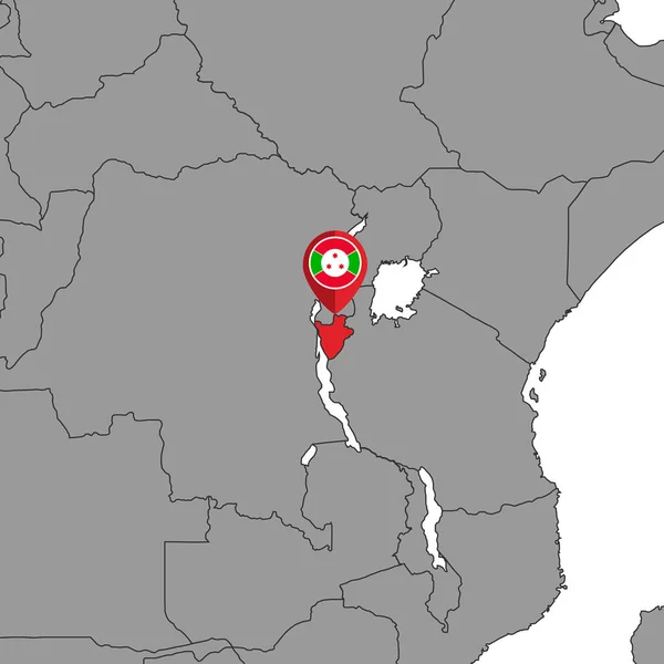 Пин Карта Флагом Бурунди Карте Мира Векторная Иллюстрация — стоковый вектор