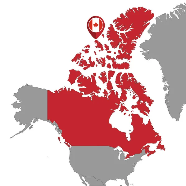 Карта Изображением Флага Канады Карте Мира Векторная Иллюстрация — стоковый вектор