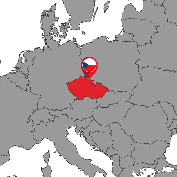 Pin Map Czech Republic Flag Világtérképen Vektorillusztráció — Stock Vector
