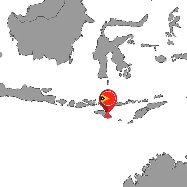 Mapa Pin Con Bandera Timor Oriental Mapa Mundial Ilustración Vectorial — Vector de stock