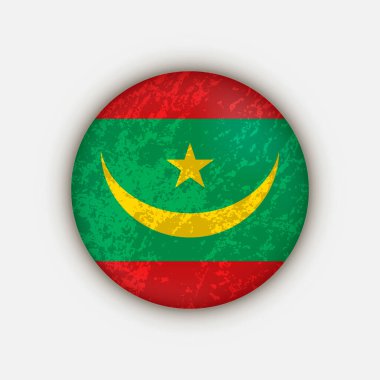 Moritanya kırsalında. Moritanya bayrağı. Vektör illüstrasyonu.
