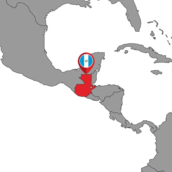 Dünya Haritasında Guatemala Bayrağı Olan Iğne Haritası Vektör Illüstrasyonu — Stok Vektör