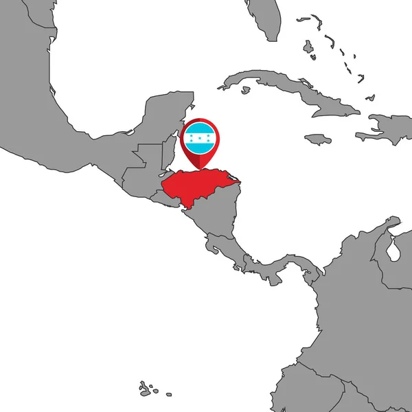 Mapa Szpilki Flagą Hondurasu Mapie Świata Ilustracja Wektora — Wektor stockowy