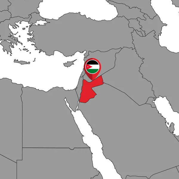 Mapa Jordánskou Vlajkou Mapě Světa Vektorová Ilustrace — Stockový vektor