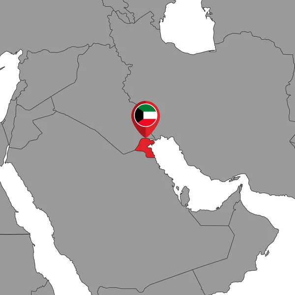 Mapa Kuvajtskou Vlajkou Mapě Světa Vektorová Ilustrace — Stockový vektor