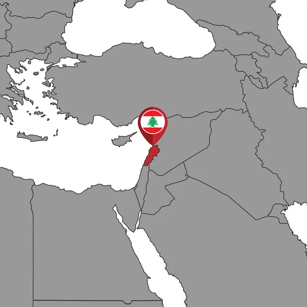 Pin Map Lebanon Flag World Map Векторная Иллюстрация — стоковый вектор