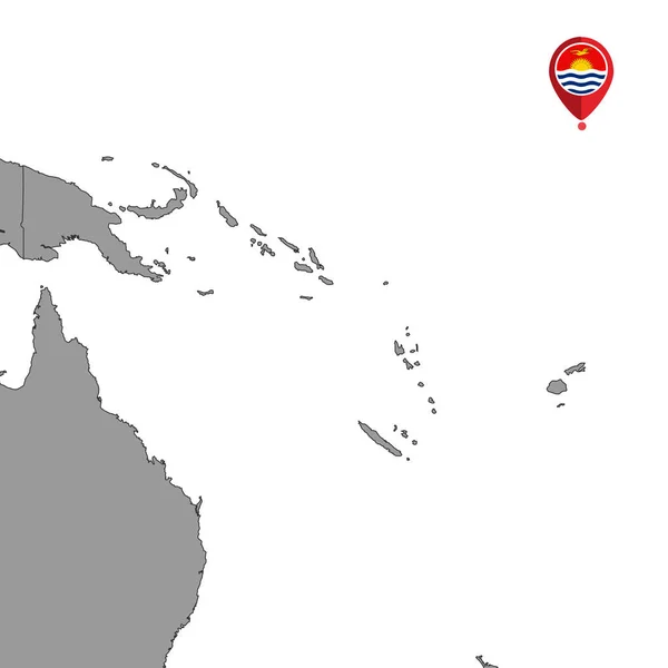 Mappa Dei Pin Con Bandiera Kiribati Sulla Mappa Del Mondo — Vettoriale Stock