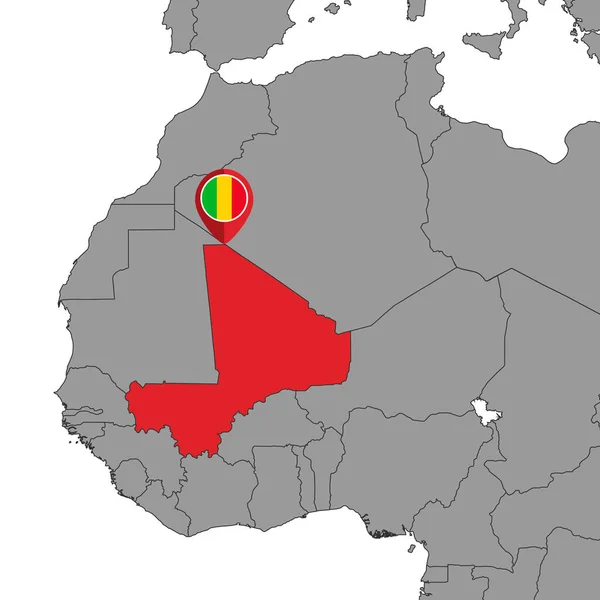 Пин Карта Флагом Мали Карте Мира Векторная Иллюстрация — стоковый вектор