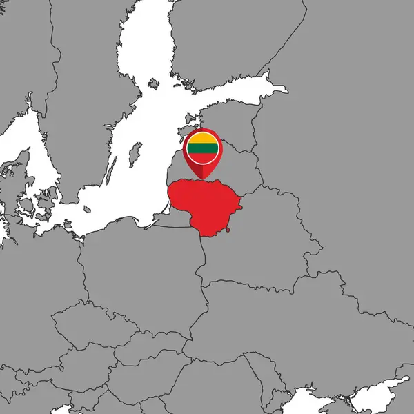 Pin Map Lithuania Flag World Map Inglês Ilustração Vetorial —  Vetores de Stock