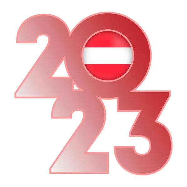 Bonne Année 2023 Bannière Avec Drapeau Autriche Intérieur Illustration Vectorielle — Image vectorielle