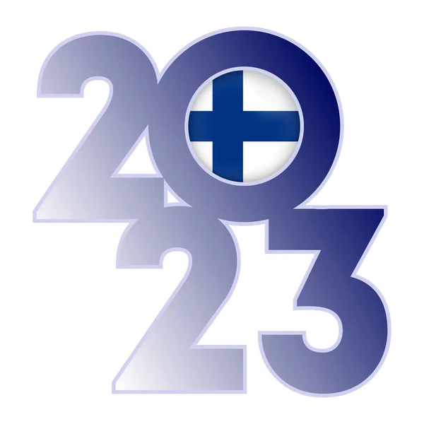 Szczęśliwego Nowego Roku 2023 Flagą Finlandii Środku Ilustracja Wektora — Wektor stockowy