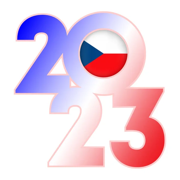 Szczęśliwego Nowego Roku 2023 Flagą Czech Środku Ilustracja Wektora — Wektor stockowy