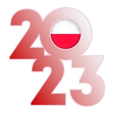 Mutlu yıllar 2023 afişleri içinde Polonya bayrağı olan. Vektör illüstrasyonu.