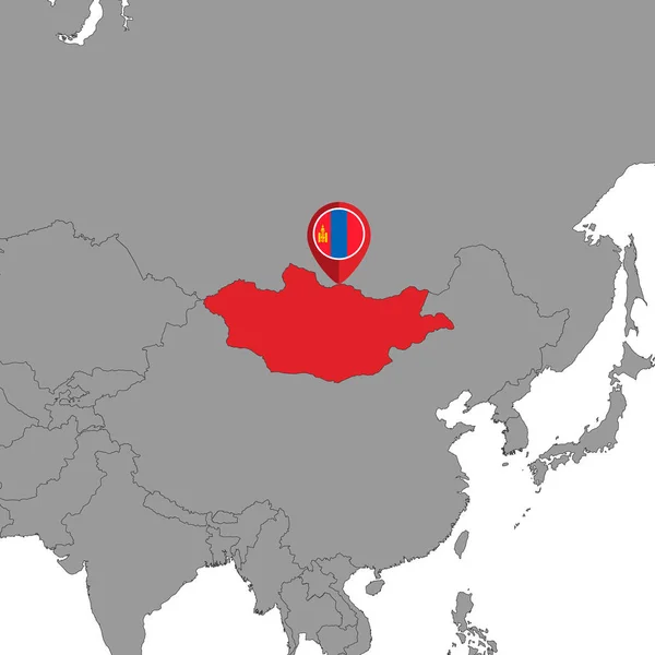 Pin Χάρτη Μογγολία Σημαία Στον Παγκόσμιο Χάρτη Εικονογράφηση Διανύσματος — Διανυσματικό Αρχείο