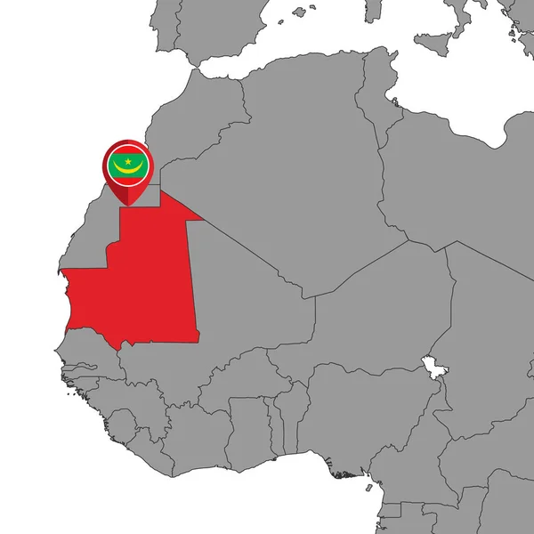 Pin Map Mauritania Flag World Map Векторная Иллюстрация — стоковый вектор