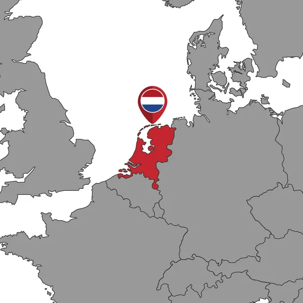 Pin Χάρτη Την Ολλανδική Σημαία Στον Παγκόσμιο Χάρτη Εικονογράφηση Διανύσματος — Διανυσματικό Αρχείο