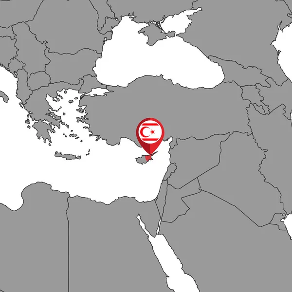 Pin Map North Cyprus Flag World Map Векторная Иллюстрация — стоковый вектор