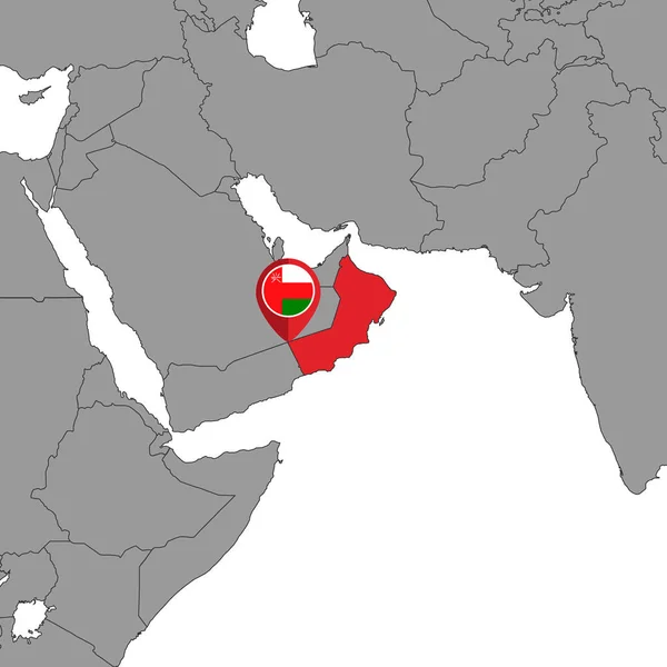 Mapa Ománskou Vlajkou Mapě Světa Vektorová Ilustrace — Stockový vektor