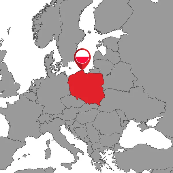 Pin Map Poland Flag World Map Inglês Ilustração Vetorial — Vetor de Stock