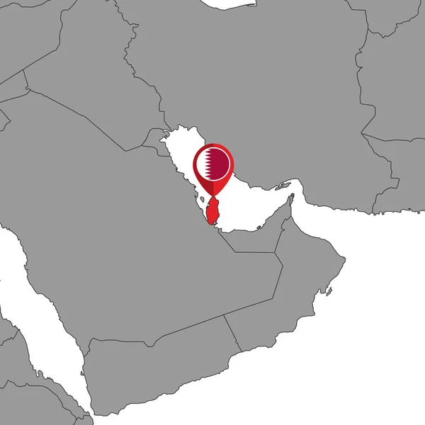 Pin Mapa Vlajkou Kataru Mapě Světa Vektorová Ilustrace — Stockový vektor