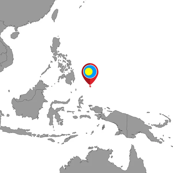 Mapa Pino Com Bandeira Palau Mapa Mundo Ilustração Vetorial —  Vetores de Stock