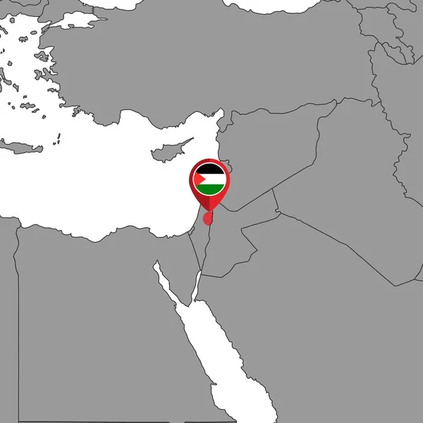 Pin Mapa Palestinskou Vlajkou Mapě Světa Vektorová Ilustrace — Stockový vektor