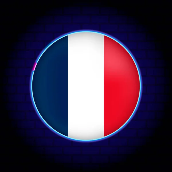 Neon France Bayrağı Vektör Illüstrasyonu — Stok Vektör