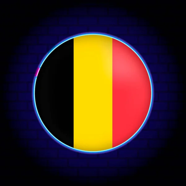 Bandiera Belgio Neon Illustrazione Vettoriale — Vettoriale Stock