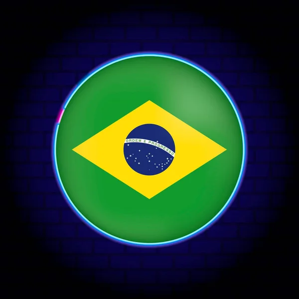 ネオンブラジルの旗 ベクターイラスト — ストックベクタ